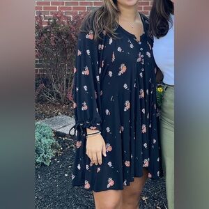 Free People Floral Black Women's Dress